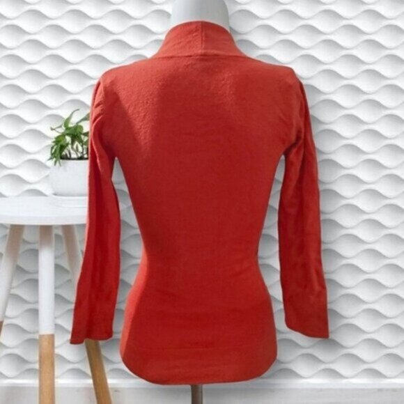 Vintage 90s LE CHATEAU High Collar Surplice Knit Red Top - Picture 2 of 12